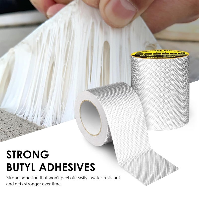 360Tronics Super Waterproof Butyl Tape 4 Inch, 4" x 16ft Super Sticky Aluminum Foil Tape Leakproof Sealant Tape for Metal Roofing, RV Roof Repair, Gutter Leak, Boat, Pipe, Window & Glass Sealing - Image 3